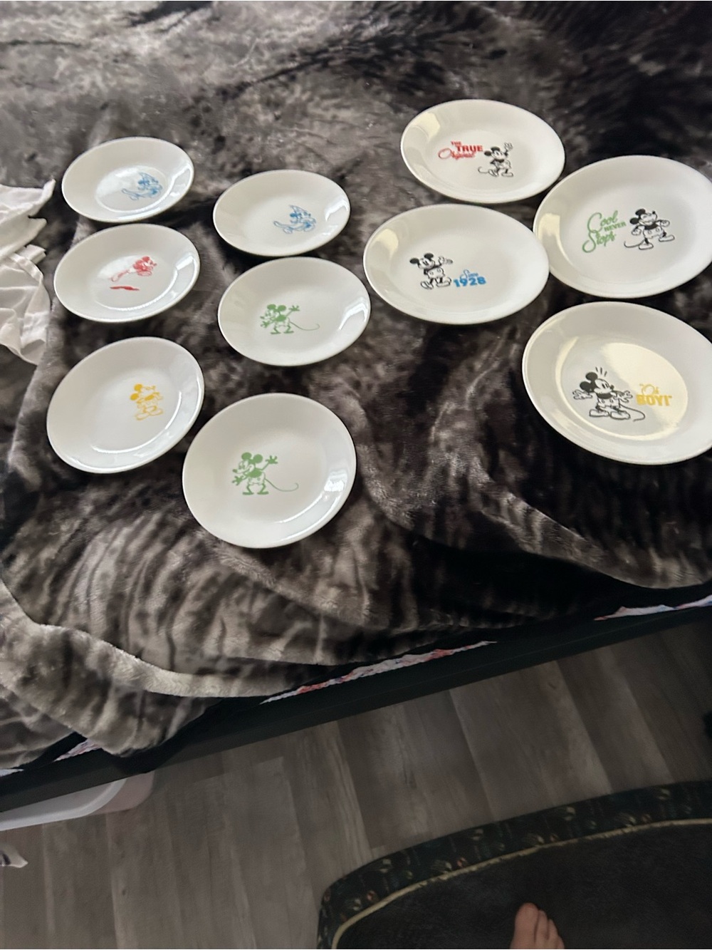 Disney Mickey Mouse Ceramic Plates - Assorted Colors 4 dinner and 6 appetizers